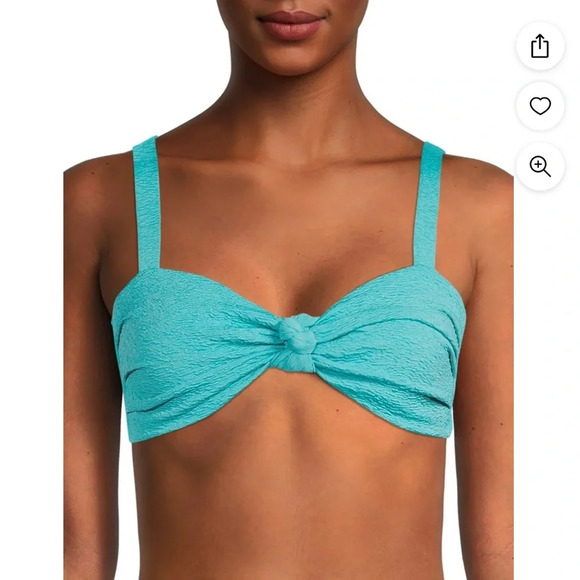Time & Tru Popcorn Texture Bandeau Swim Top - Picture 1 of 5